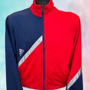 Adidas Mens Soccer  Track Jacket Full Zip Sz Med. Red Blue. Best Offers Accepted